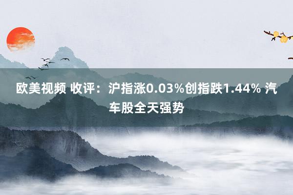 欧美视频 收评：沪指涨0.03%创指跌1.44% 汽车股全天强势