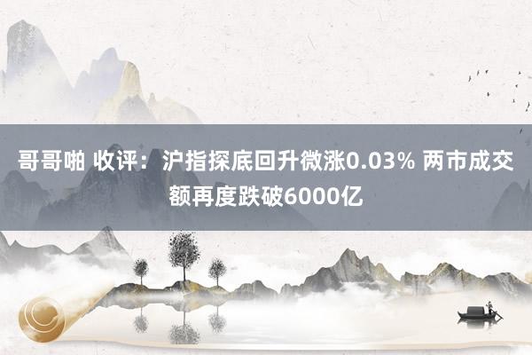 哥哥啪 收评：沪指探底回升微涨0.03% 两市成交额再度跌破6000亿