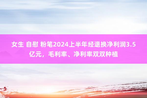 女生 自慰 粉笔2024上半年经退换净利润3.5亿元，毛利率、净利率双双种植