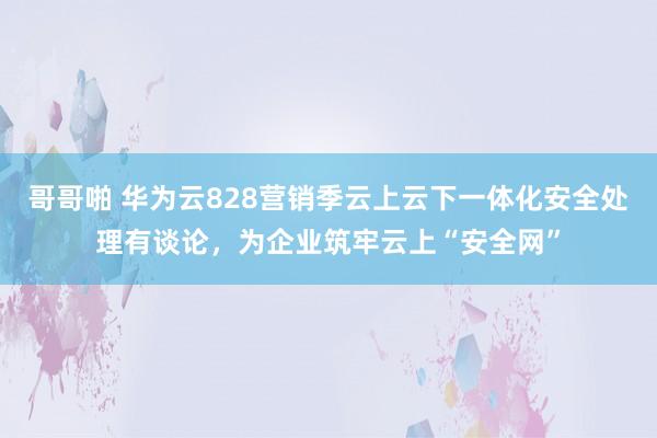 哥哥啪 华为云828营销季云上云下一体化安全处理有谈论，为企业筑牢云上“安全网”