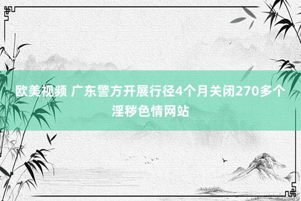 欧美视频 广东警方开展行径4个月关闭270多个淫秽色情网站