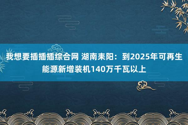 我想要插插插综合网 湖南耒阳：到2025年可再生能源新增装机140万千瓦以上