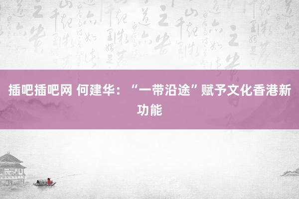 插吧插吧网 何建华：“一带沿途”赋予文化香港新功能