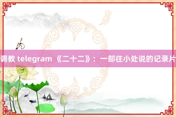 调教 telegram 《二十二》：一部往小处说的记录片